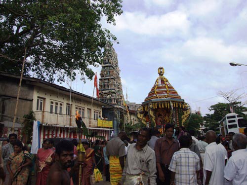 Colourful cart stopped on streets to bless the devotees.