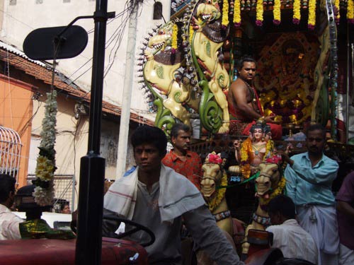 “I am blessed to drive the tractor for the Hindu Gods” said Amal.