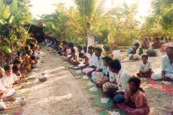 Annadanam or the offering of food to pilgrims is the basis of Pāda Yātrā.