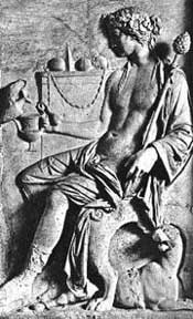 classical bas-relief sculpture of Dionysus