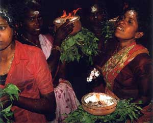 Ritual fire pots  at Kataragama