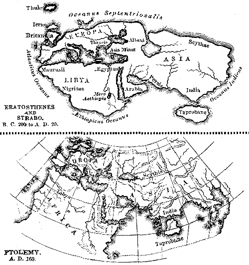 Taprobane in maps of Strabo and Ptolemy