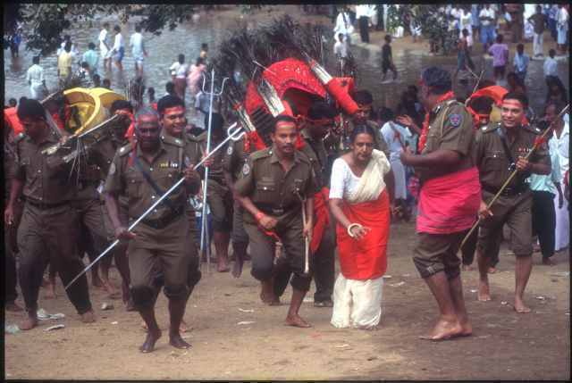 Police kavadi at Kataragama © Dominic Sansoni